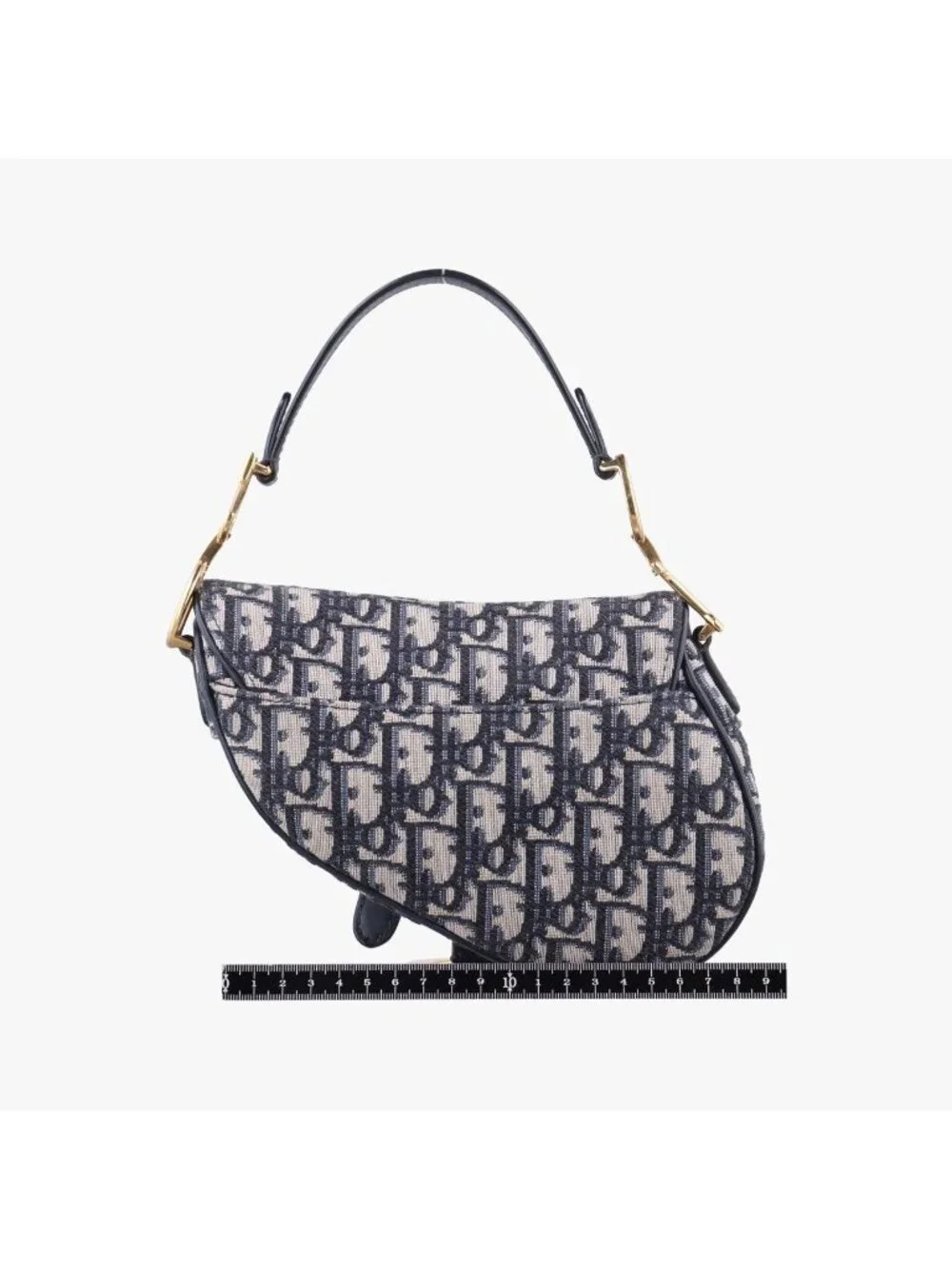 Dior Saddle Navy Gray Jacquard Leather Shoulder Bag